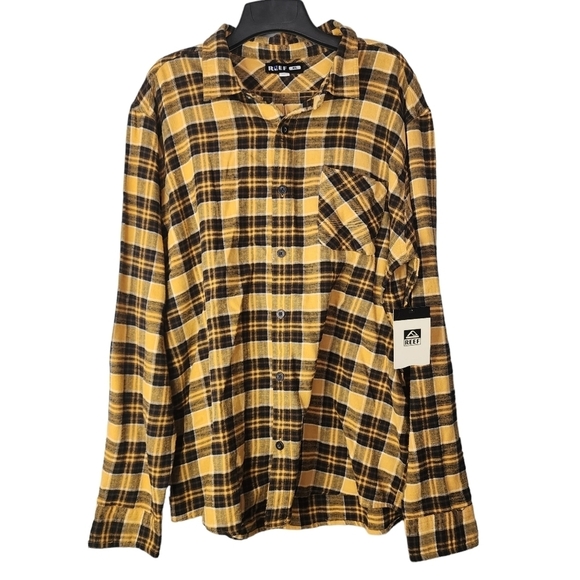 Reef Kosma One Pocket Long Sleeve Flannel Plaid Work Shirt Oak Bluff XL - Picture 2 of 7